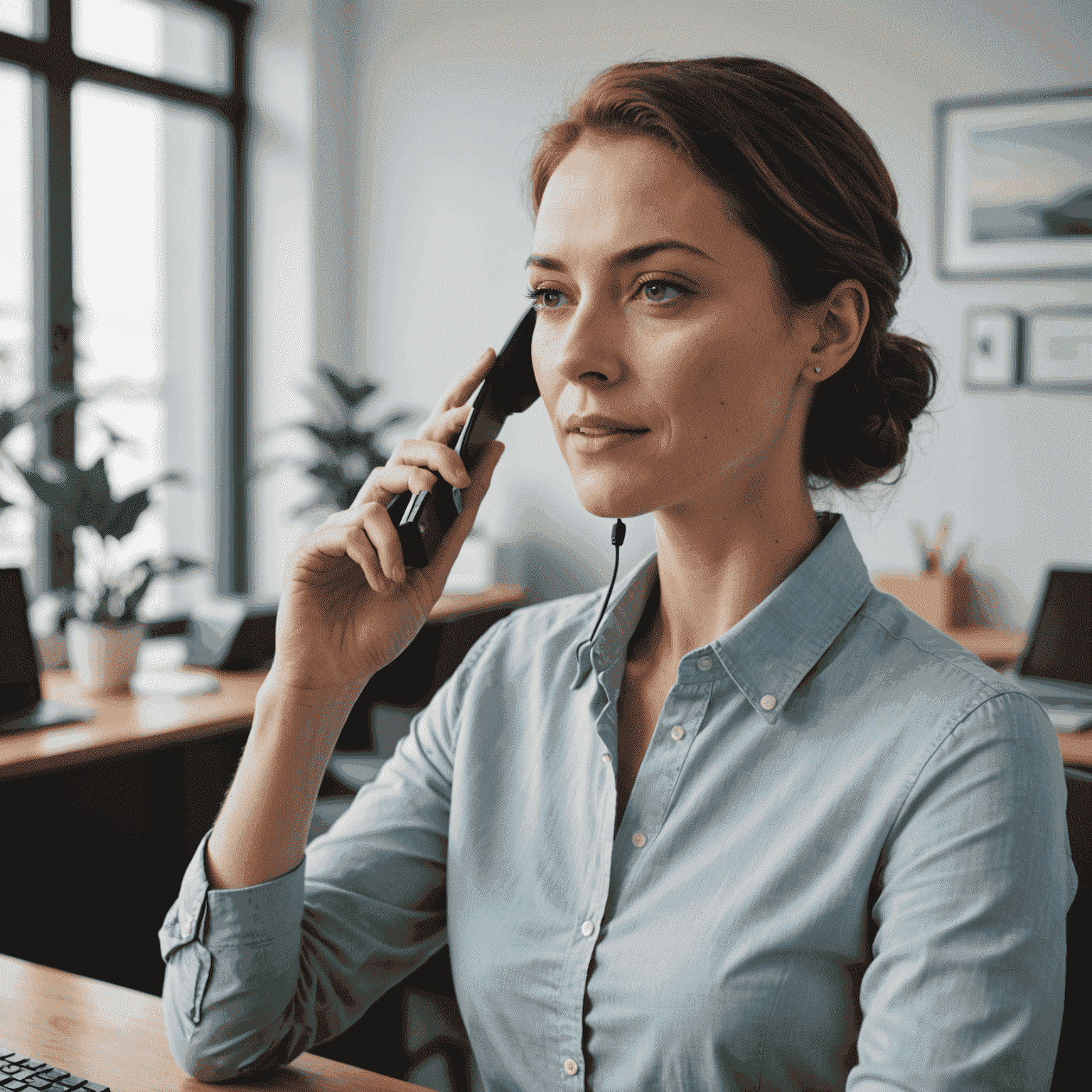A person making a call with perfect clarity, showcasing the high-quality voice service
