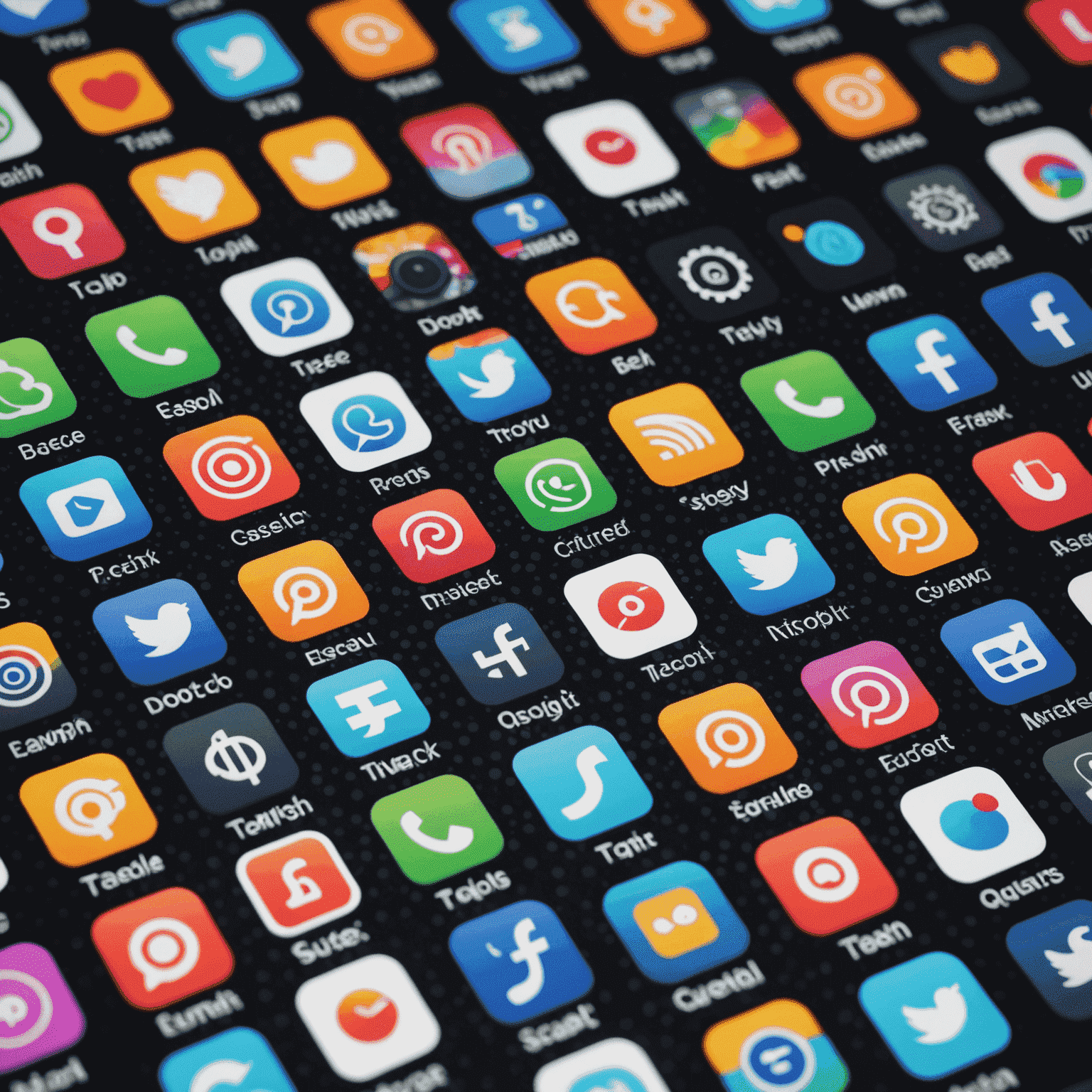 Collage of trending mobile apps icons and interfaces on smartphone screens
