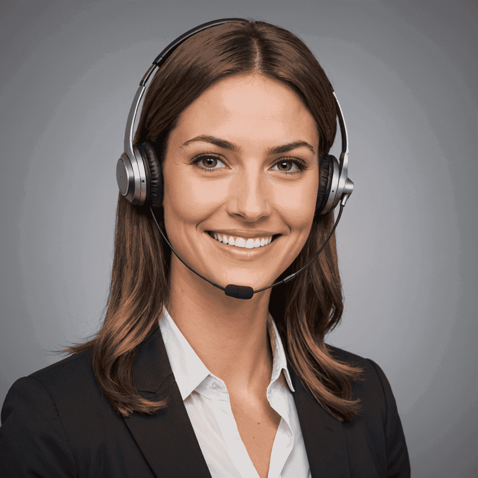 Customer service representative with headset, smiling and ready to assist